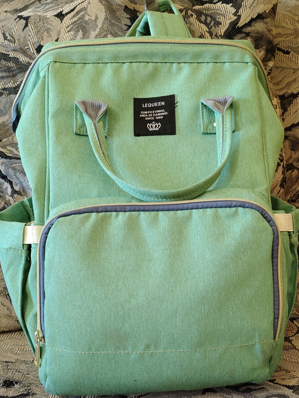 LEQUEEN Mint Green Diaper Bag Backpack